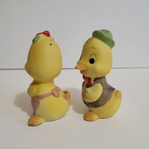 Vintage Ceramic Yellow Anthropomorphic Ducklings Salt and Pepper Shakers